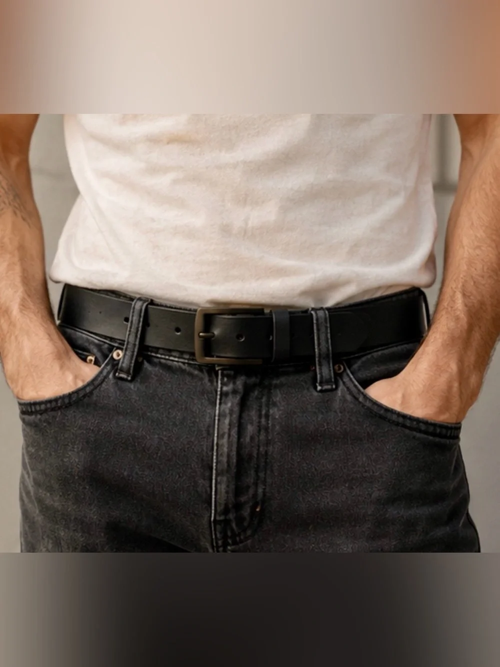 NWT Black PU Leather Belt | Matte Black Buckle | Modern Minimalist Style